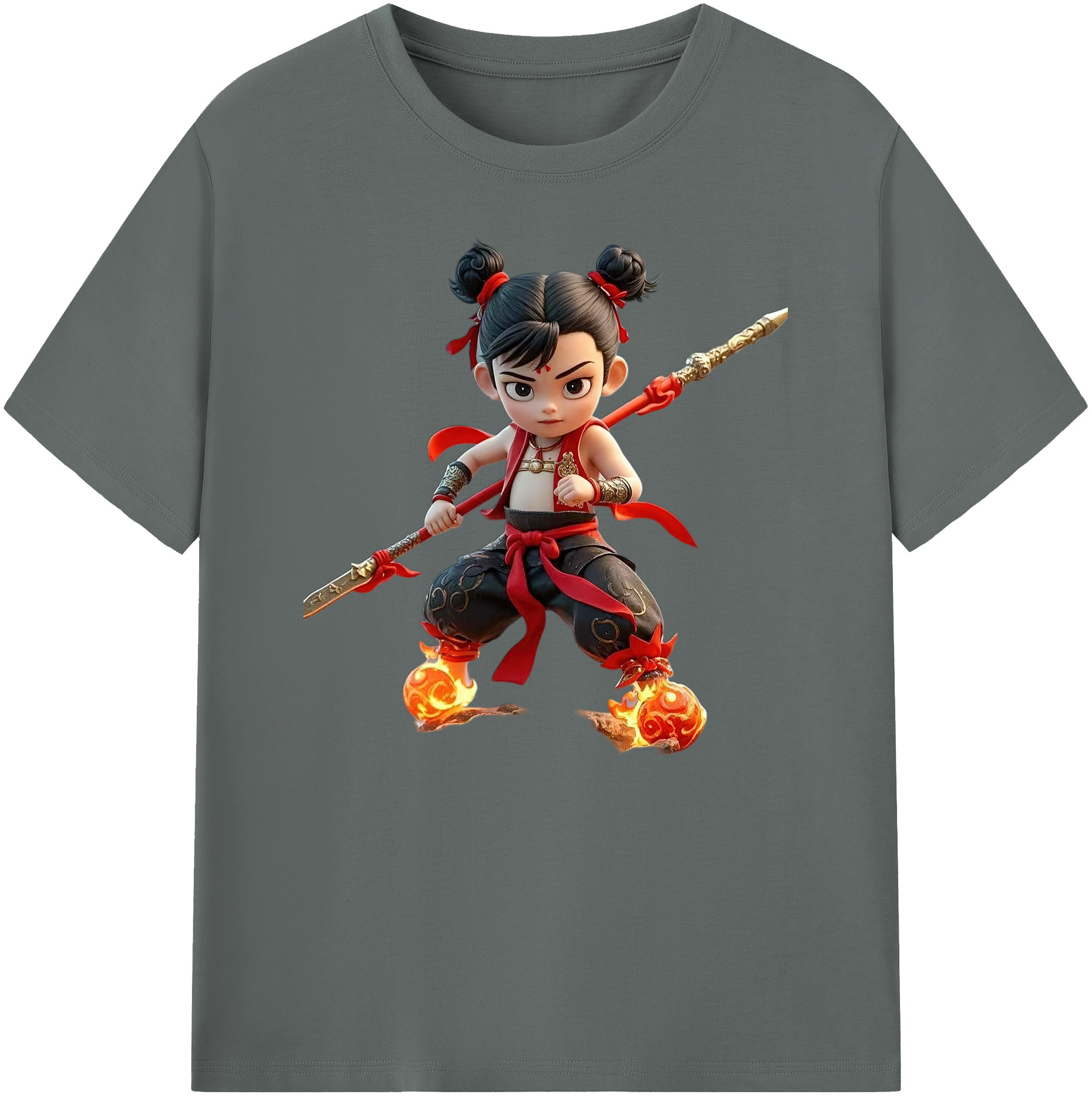 （画像用） Ne Zha 2 ナタ 魔童の大暴れ 綿100％ メンズ半袖Tシャツ｜肌触りやわらか＆通気性